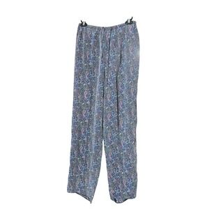 Real Clothes Saks Fifth Avenue Silk Paisley Pants Small Blue Purple Wide Leg